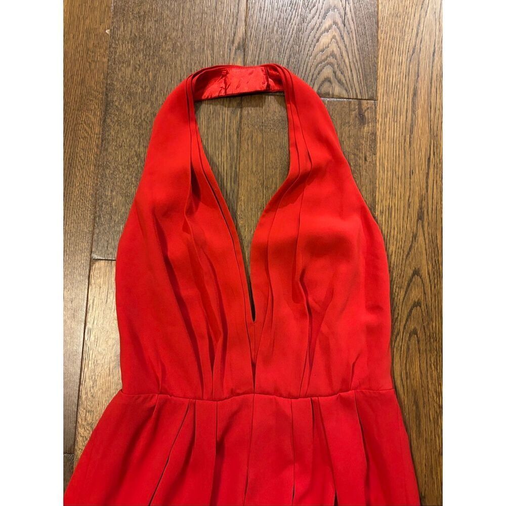 Jill Stuart red halter plunge maxi dress gown sz 8 semi formal - Picture 2 of 11